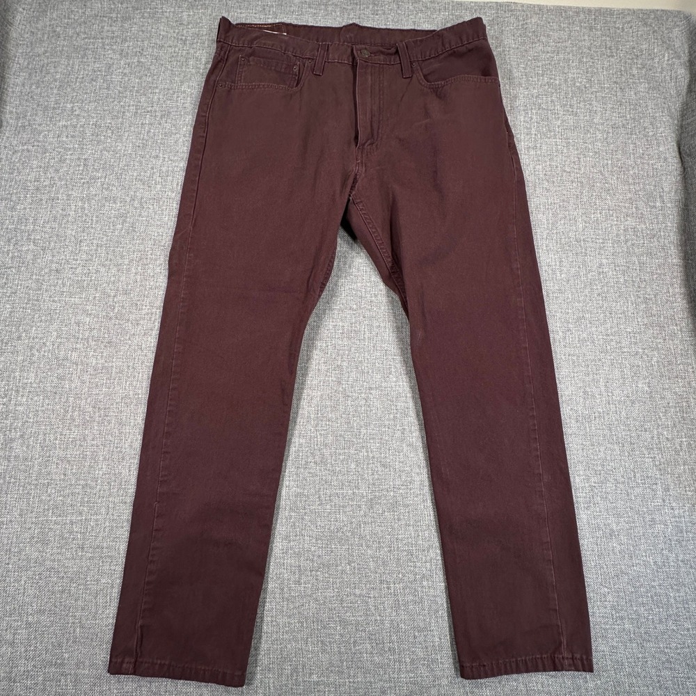 Levis 512 Slim Taper Jeans Mens 36x29 (Fits 36x28) Maroon Burgundy Stretch Twill
